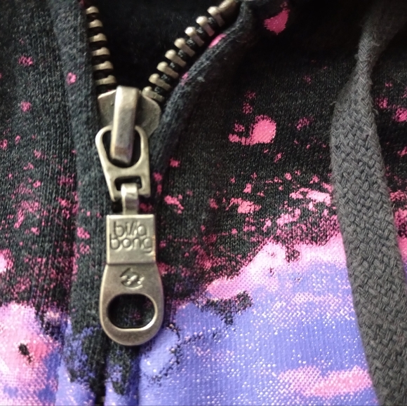 Billabong Grey Full Zip Hooded Sweatshirt with Heart Graphic Size Medium - Picture 4 of 7